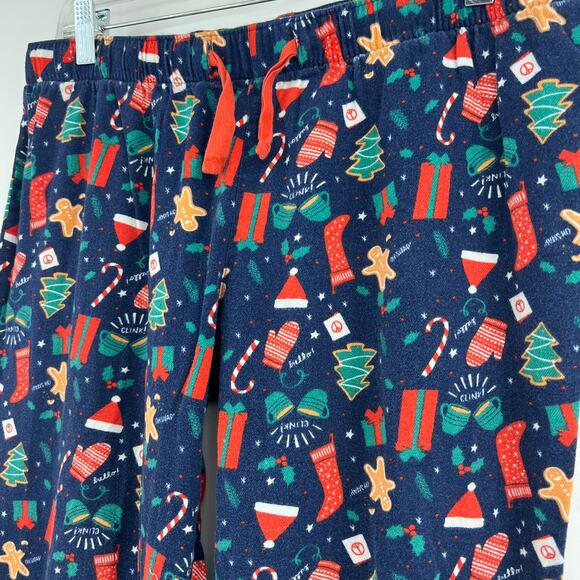 Old Navy MEDIUM Blue Christmas Holiday Pajama Pants Bottoms Elastic Waist - Picture 4 of 6
